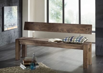 Solid Wood Bench 5 Seater For Indoor Outdoor Garden Balcony