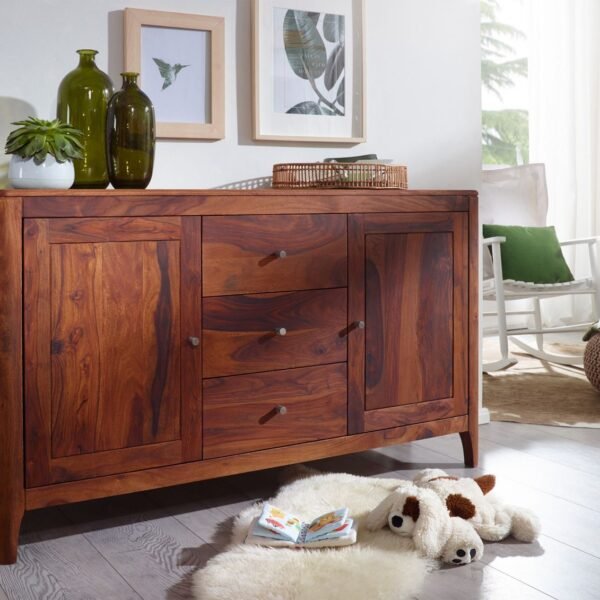 Wooden Sideboard Cabinet for Living Room in Mahogany Finish