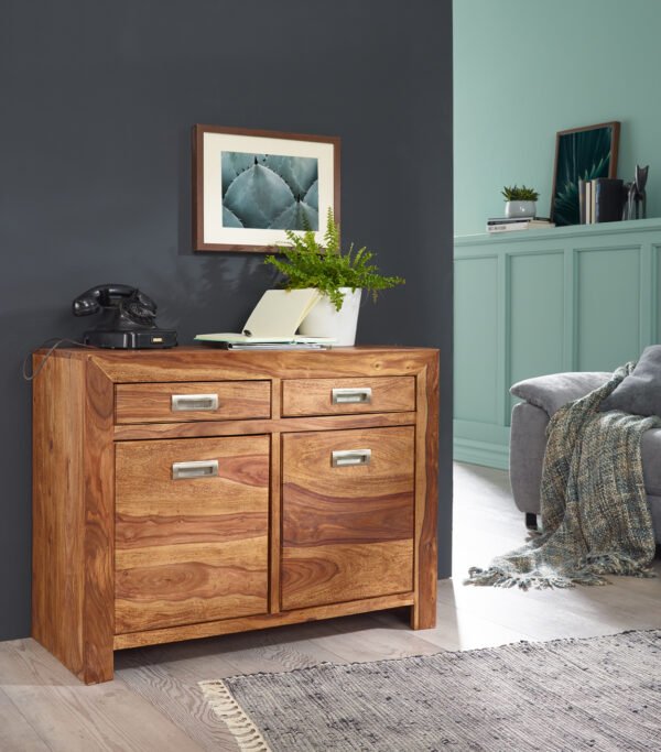 Sideboard with Two Doors and Two Drawers made of Solid Sheesham Wood