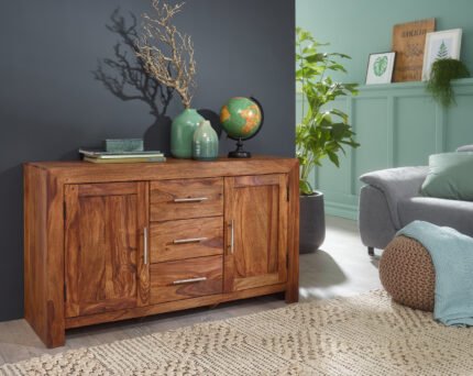 Solid Wood Sideboard Cabinet with Drawers for Living Room