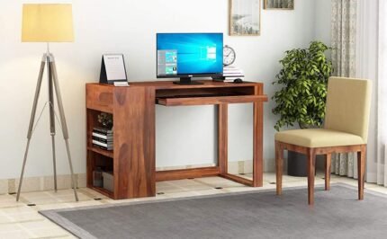 Solid Wooden Study Table for Students with Storage