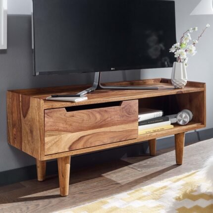 Solid Sheesham Wood Tv Unit for Living Room & Bedroom in Natural Finish